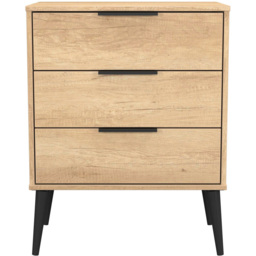 Crowndale Hong Kong 3 Drawer Nebraska Oak Midi Chest of Drawers Ready Assembled - thumbnail 3