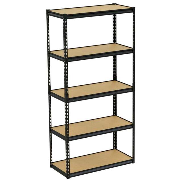 Handy 5 Tier Black Shelving Unit 90 x 180 x 40cm - image 1