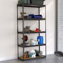 Handy 5 Tier Black Shelving Unit 90 x 180 x 40cm - thumbnail 2