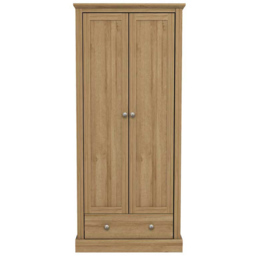 Devon 2 Door Single Drawer Oak Effect Wardrobe - thumbnail 2