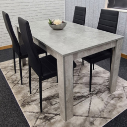 Kosy Koala 4 Seater Faux Leather Dining Set Stone Grey Effect and Black - thumbnail 1