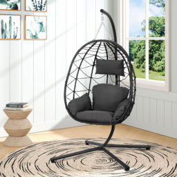 Living and Home Black Outdoor Hanging Chair - thumbnail 1