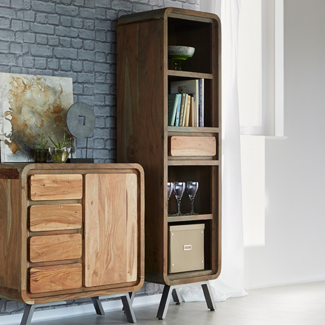Brooklyn Single Drawer 4 Shelf Hardwood Narrow Bookcase - image 1