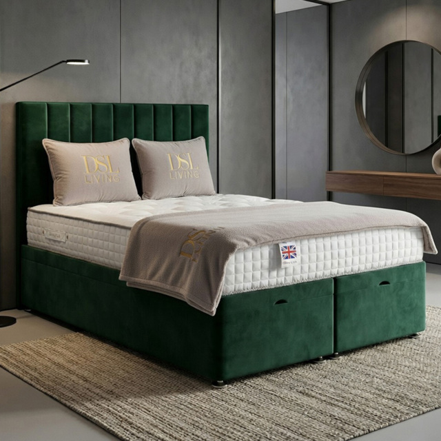 DS Living Aether Green King Size Plush Velvet Divan Bed - image 1