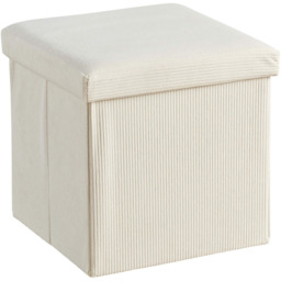 Home Source Corduroy Cream Square Folding Ottoman - thumbnail 2