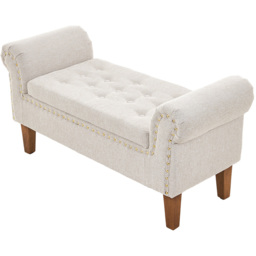 Living and Home Nordic Upholstered Linen Flip Top Storage Bench Beige - thumbnail 2