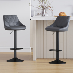 Stanley Grey Adjustable Breakfast Bar Stool with Footrest Set of 2