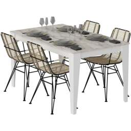 Decorotika Bud 4 Seater White Marble Effect Dining Table - thumbnail 2