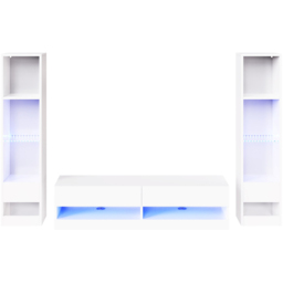 GFW Galicia 10 Shelf White Wall Mounted LED Full Media Set - thumbnail 2