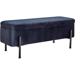 Home Source Oasis Black Velvet Storage Ottoman - thumbnail 2
