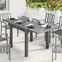 Outsunny Dark Grey 8 Seater 90-180cm Extendable Garden Dining Table - thumbnail 4