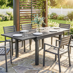 Outsunny Dark Grey 8 Seater 90-180cm Extendable Garden Dining Table - thumbnail 2