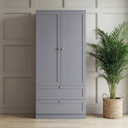 Vida Designs Altino Grey 2 Door 2 Drawer Shaker-Style Wardrobe - thumbnail 3
