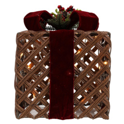 Red LED Velvet Present Christmas Decoration Set of 3 - thumbnail 2