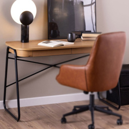 Florence Blueton 2 Drawer Office Desk Black and Oak