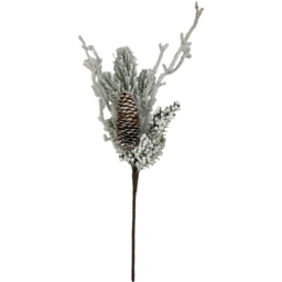 White and Green Frosted Snowberry Christmas Pick - thumbnail 1