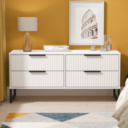 Crowndale Fluted 4 Drawer White Matt Bed Box Ready Assembled - thumbnail 1
