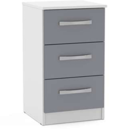 Lynx 3 Drawer White and Grey Bedside Table - thumbnail 2