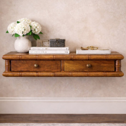 Artisan Furniture Brown 2 Drawer Solid Wood Bamboo Wall-Mounted Console