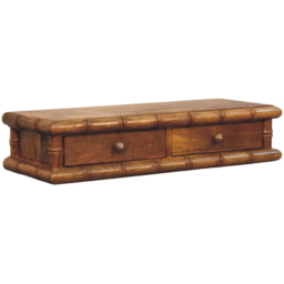 Artisan Furniture Brown 2 Drawer Solid Wood Bamboo Wall-Mounted Console - thumbnail 3