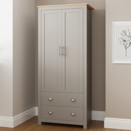 GFW Lancaster 2 Door 2 Drawer Grey Wardrobe - thumbnail 1