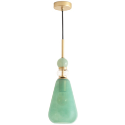 ValueLights Anastasia Green Glass Stacked Gold LED Ceiling Pendant Light - thumbnail 1