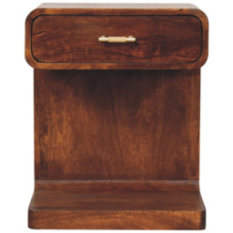 Artisan Furniture Chestnut Single Drawer Single Shelf Solid Wood T-Bar Round Bedside Table - thumbnail 2