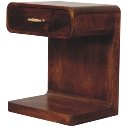 Artisan Furniture Chestnut Single Drawer Single Shelf Solid Wood T-Bar Round Bedside Table - thumbnail 4