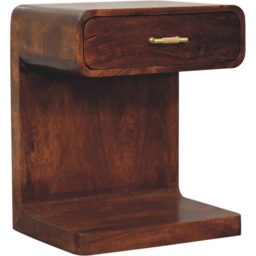 Artisan Furniture Chestnut Single Drawer Single Shelf Solid Wood T-Bar Round Bedside Table - thumbnail 3