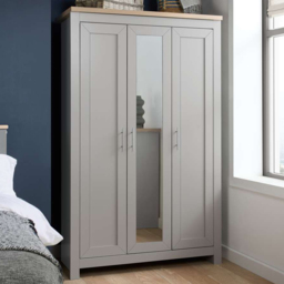 Birlea Highgate 3 Door Grey and Oak Mirrored Wardrobe