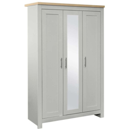 Birlea Highgate 3 Door Grey and Oak Mirrored Wardrobe - thumbnail 2
