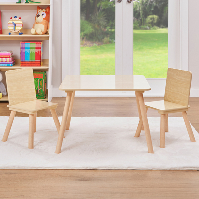Liberty House Toys Natural Wood Kids Table and Chairs Set - image 1
