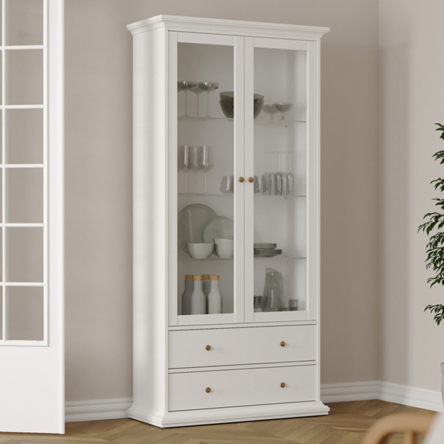 Florence Paris China 2 Door 2 Drawer White Display Cabinet - image 1