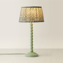 ValueLights Bobbin Pastel Green Floral Pleated Shade Table Lamp with Bulb - thumbnail 4