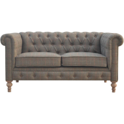 Artisan Furniture Chesterfield Grey 2 Seater Solid Wood Multi Tweed Upholstered Sofa - thumbnail 2