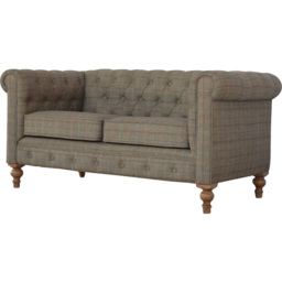Artisan Furniture Chesterfield Grey 2 Seater Solid Wood Multi Tweed Upholstered Sofa - thumbnail 3