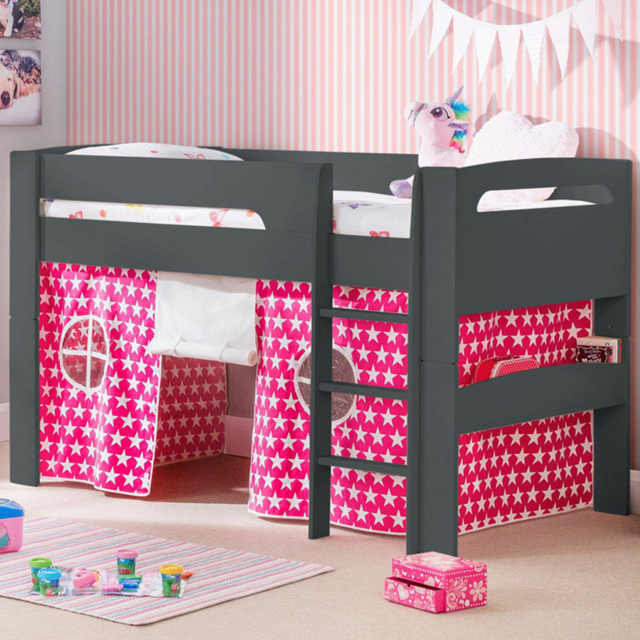 Julian Bowen Pluto Single Anthracite Mid Sleeper with Pink Star Tent - image 1