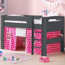Julian Bowen Pluto Single Anthracite Mid Sleeper with Pink Star Tent - thumbnail 1