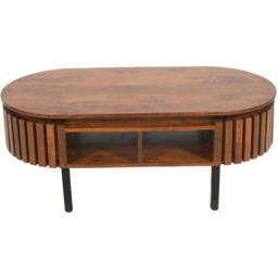 Brooklyn Slatted 2 Shelf Mango Wood Rectangular Coffee Table - thumbnail 4