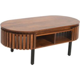 Brooklyn Slatted 2 Shelf Mango Wood Rectangular Coffee Table - thumbnail 2