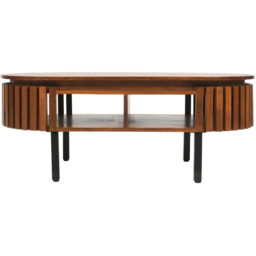 Brooklyn Slatted 2 Shelf Mango Wood Rectangular Coffee Table - thumbnail 3
