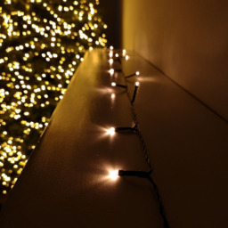 Premier Battery Powered 400 Vintage Gold LED Multi-Function Christmas String Light 40m - thumbnail 1