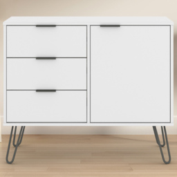 Core Products Augusta White Single Door 3 Drawer Small Sideboard - thumbnail 1