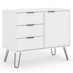 Core Products Augusta White Single Door 3 Drawer Small Sideboard - thumbnail 4