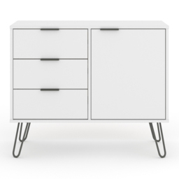 Core Products Augusta White Single Door 3 Drawer Small Sideboard - thumbnail 2