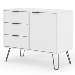 Core Products Augusta White Single Door 3 Drawer Small Sideboard - thumbnail 3