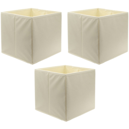 Homebase Plain Natural Compact Cube Storage Insert 3 Pack - thumbnail 1