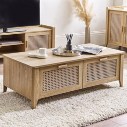 Julian Bowen Sydney 2 Drawer Rattan Effect Coffee Table - thumbnail 1