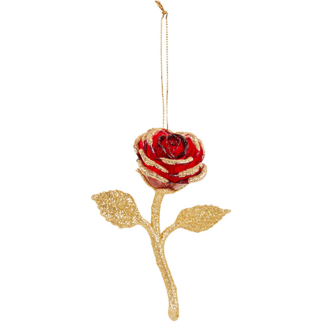 Sleigh Bells Ring Red Rose Hanging Christmas Decoration 12cm - image 1