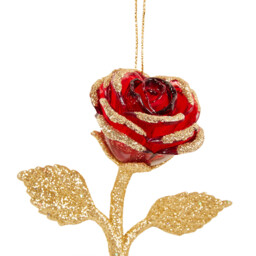 Sleigh Bells Ring Red Rose Hanging Christmas Decoration 12cm - thumbnail 3